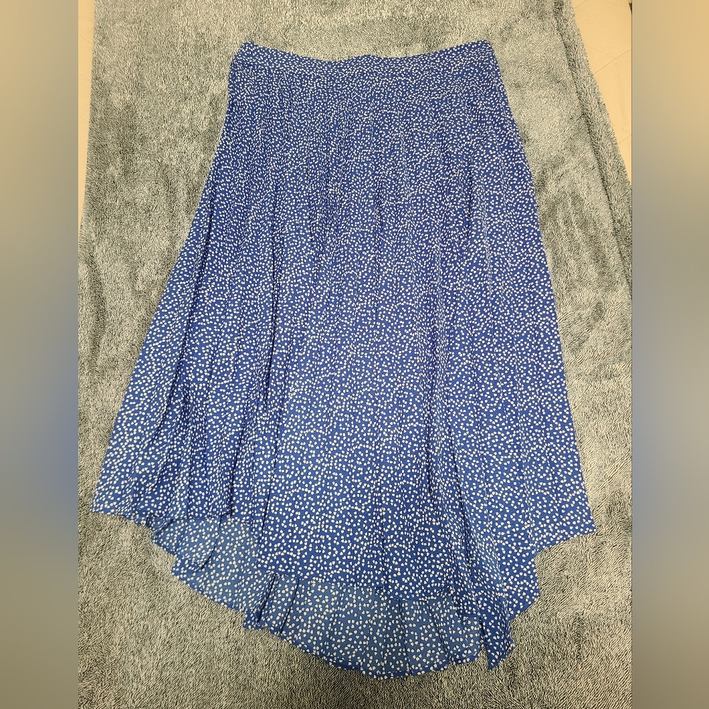 Lush Blue Maxi Skirt with Polka Dots